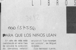 Para que los niños lean  [artículo].