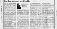 De don Alonso de Ovalle  [artículo] Fernando de la Lastra Bernales.
