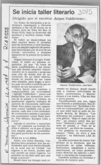 Se inicia taller literario  [artículo].