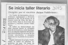 Se inicia taller literario  [artículo].
