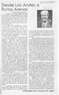 Desde Los Andes a Punta Arenas  [artículo] René Leiva Berríos.