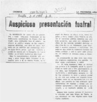 Auspiciosa presentación teatral  [artículo].