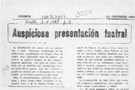 Auspiciosa presentación teatral  [artículo].