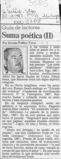 Suma poética (II)  [artículo] Hernán Poblete Varas.