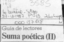 Suma poética (II)  [artículo] Hernán Poblete Varas.