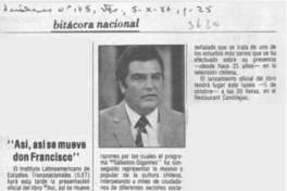 "Así, así se mueve don Francisco"  [artículo].