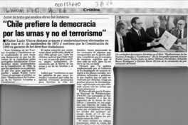 "Chile prefiere la democracia por las urnas y no el terrorismo"  [artículo].