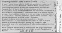 Nuevo galardón para Matías Cardal  [artículo].