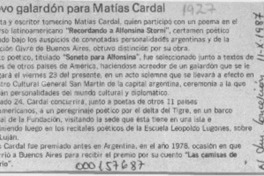 Nuevo galardón para Matías Cardal  [artículo].