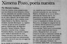 Ximena Pozo, poeta nuestra  [artículo] Marcelo Coddou.
