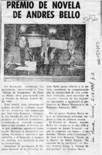 Premio de novela de Andrés Bello  [artículo].