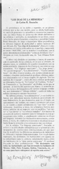"Los días de la memoria"  [artículo] Gonzalo Drago.