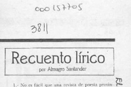 Recuento lírico  [artículo] Almagro Santander.