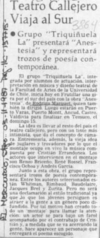 Teatro callejero viaja al sur  [artículo].