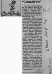 "Compañía loca"  [artículo].