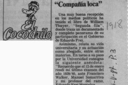 "Compañía loca"  [artículo].