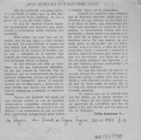 Don Hernán Eyzaguirre Lyon  [artículo] Otilia Zamorano V.