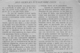 Don Hernán Eyzaguirre Lyon  [artículo] Otilia Zamorano V.