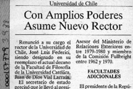 Con amplios poderes asume nuevo Rector  [artículo].