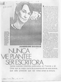 Nunca me plantee ser escritora  [artículo] M. Loreto Valdés.