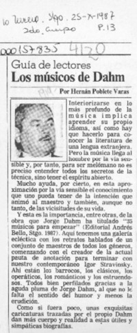 Los músicos de Dahm  [artículo] Hernán Poblete Varas.