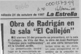 Obra de Radrigán en la sala "El Callejón"  [artículo].