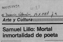Samuel Lillo, mortal inmortalidad de poeta  [artículo] Oscar Guzmán Silva.