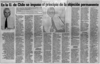 En la U. de Chile se impuso el principio de la objeción permanente