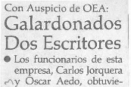 Galardonados dos escritores  [artículo].