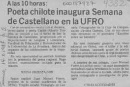 Poeta chilote inaugura semana de castellano en la UFRO  [artículo].