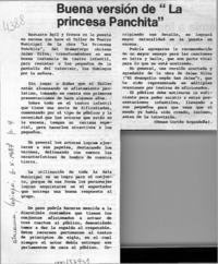 Buena versión de "La princesa Panchita"  [artículo] Osmán Cortés Argandoña.