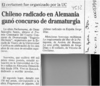 Chileno radicado en Alemania ganó concurso de dramaturgia  [artículo].