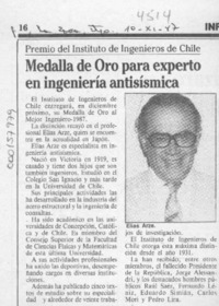 Medalla de oro para experto en ingeniería antisísmica  [artículo].