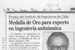 Medalla de oro para experto en ingeniería antisísmica  [artículo].