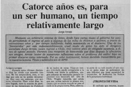 Catorce años es, para un ser humano, un tiempo relativamente largo
