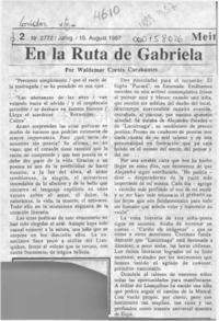 En la ruta de Gabriela  [artículo] Waldemar Cortés Carabantes.