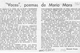 "Voces", poemas de Mario Mora  [artículo] Gonzalo Drago.