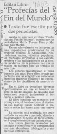 "Profecías del fin del mundo"  [artículo].
