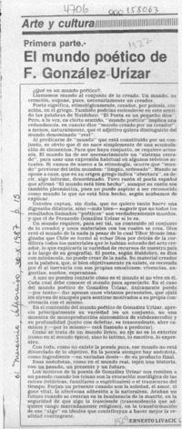 El mundo poético de F. González Urízar  [artículo] Ernesto Livacic.