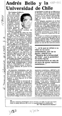 Andrés Bello y la Universidad de Chile  [artículo] Lautaro Robles A.