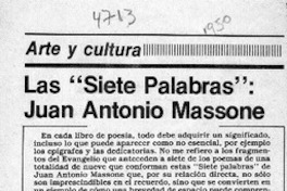 Las "Siete palabras", Juan Antonio Massone  [artículo] Roque Esteban Scarpa.