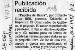 Publicación recibida  [artículo].