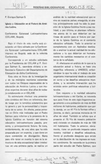 Iglesia y educación en el futuro de América Latina  [artículo] Felipe Herrera.