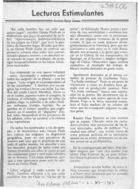 Lecturas estimulantes  [artículo] Antonio Rojas Gómez.