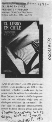 El libro en Chile, presente y futuro  [artículo] P. M.