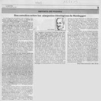 Dos estudios sobre las simpatías ideológicas de Heidegger