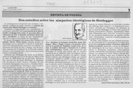 Dos estudios sobre las simpatías ideológicas de Heidegger