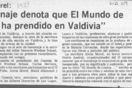 Alicia Morel, "Homenaje denota que El Mundo de Llanca ha prendido en Valdivia"  [artículo].