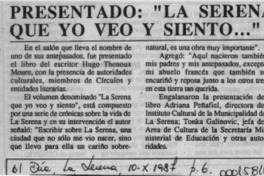 Presentado, "La Serena que yo veo y siento -- "  [artículo].
