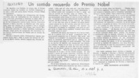 Un sentido recuerdo del Premio Nóbel  [artículo] José Victorino Quilodrán.